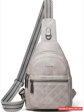 Waterproof Faux Leather Sling Bag Crossbody Daypack Anti-Theft Travel Purse